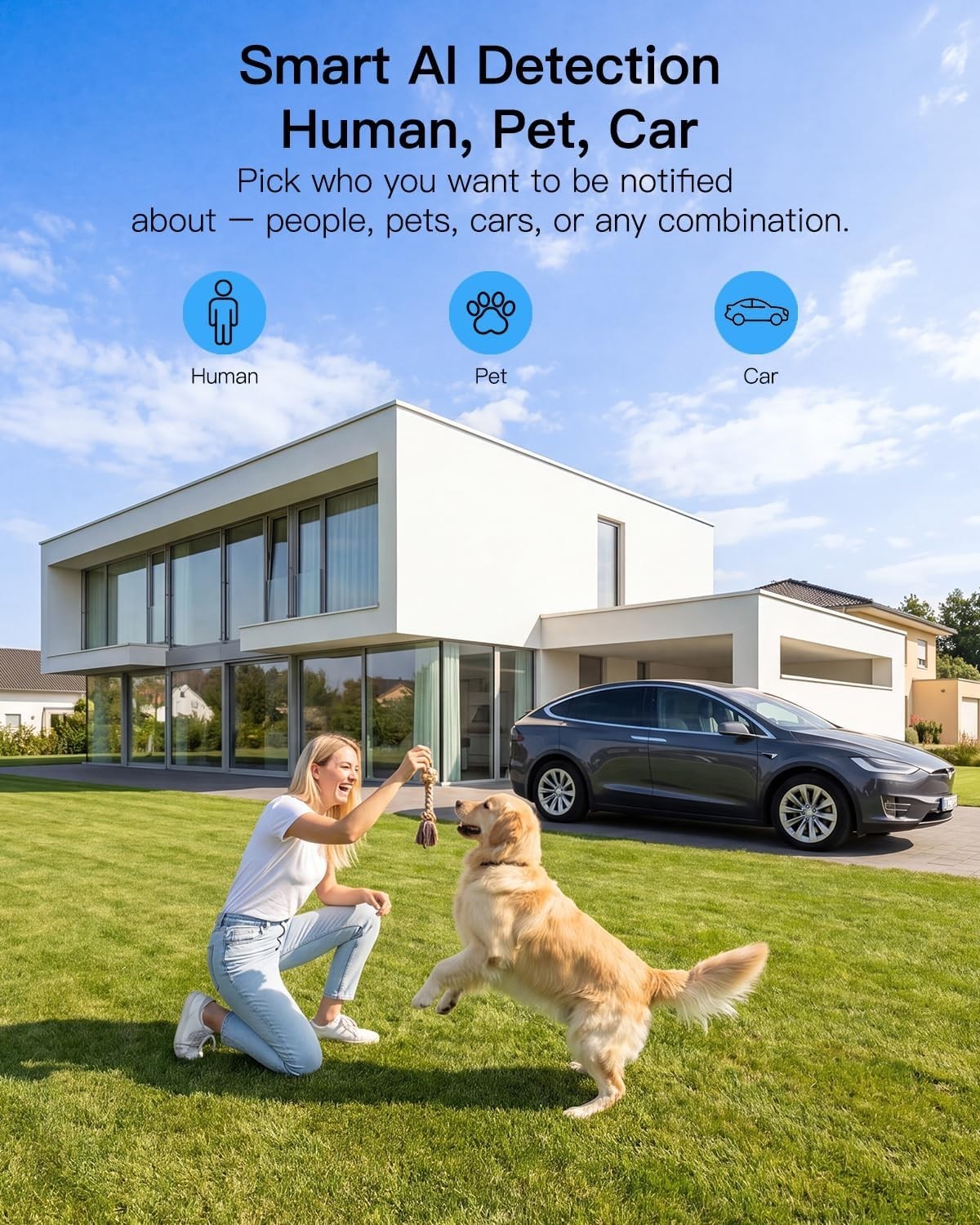 2.5K 4MP PTZ Security Camera Outdoor WiFi 360° AI Detection Alexa