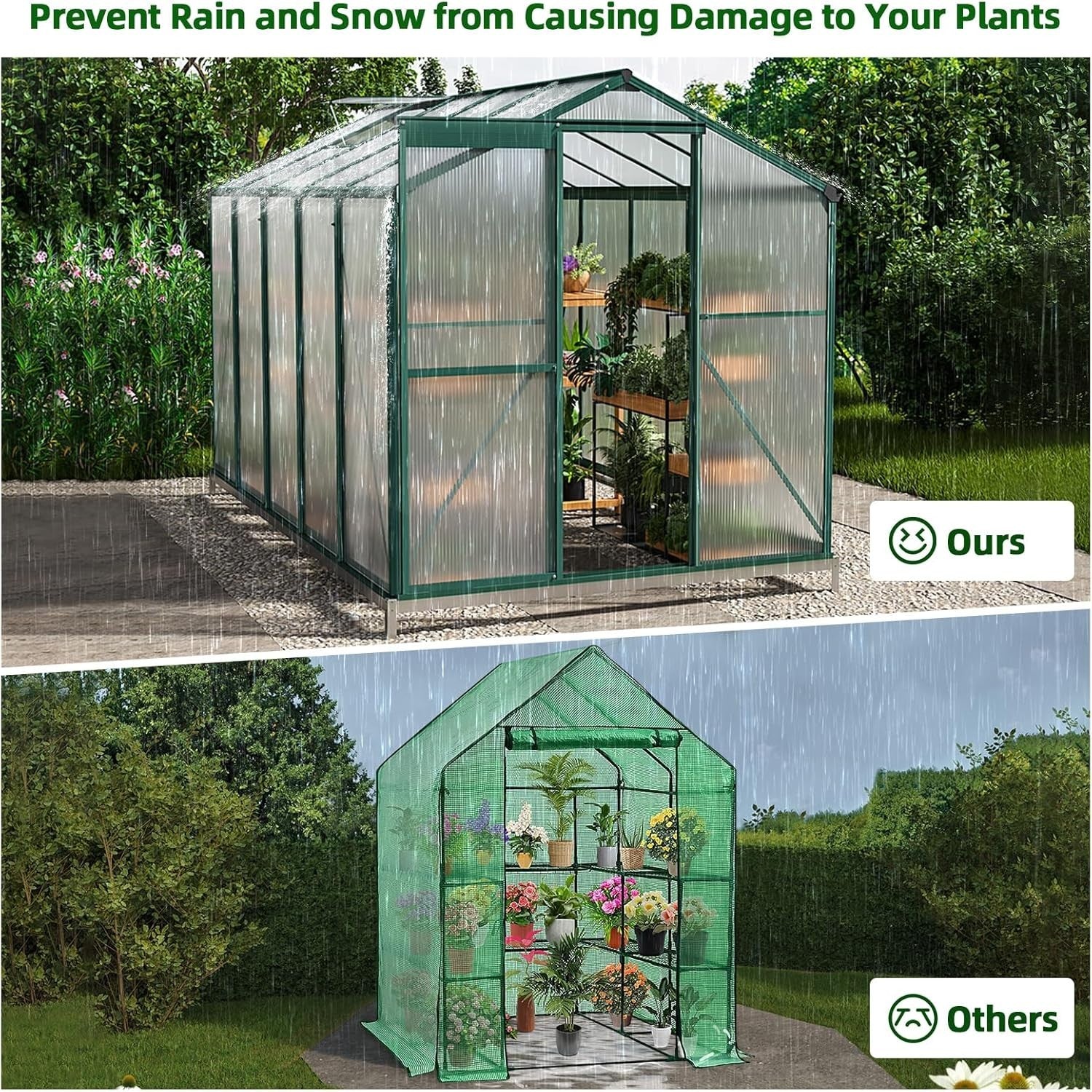 10x6ft Polycarbonate Greenhouse with Base | Heavy-Duty Aluminium Frame