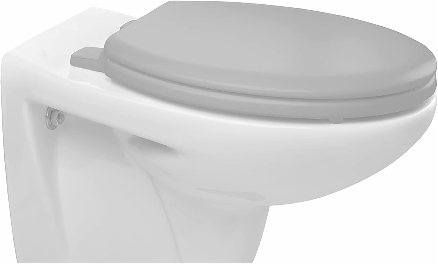 Chicago Whisper Grey Wooden Toilet Seat Oval Easy Clean Adjustable Hinges