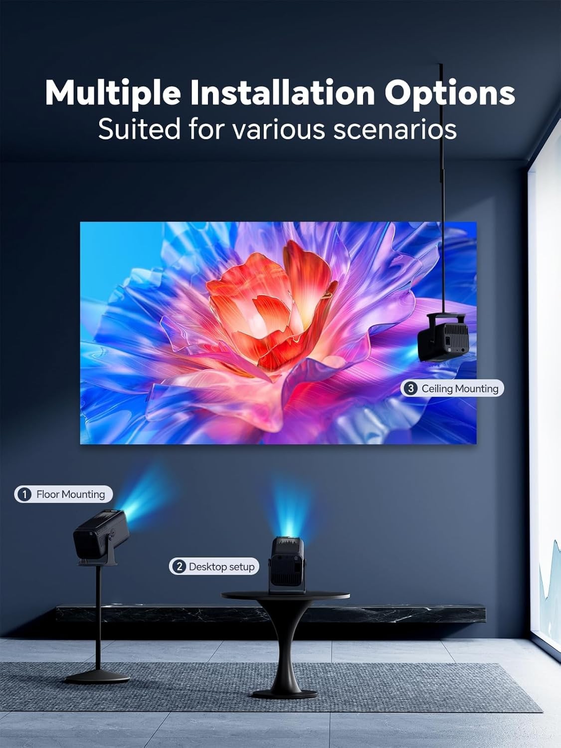 Smart Mini Projector 1080P 4K WiFi 6 Netflix YouTube Auto Focus