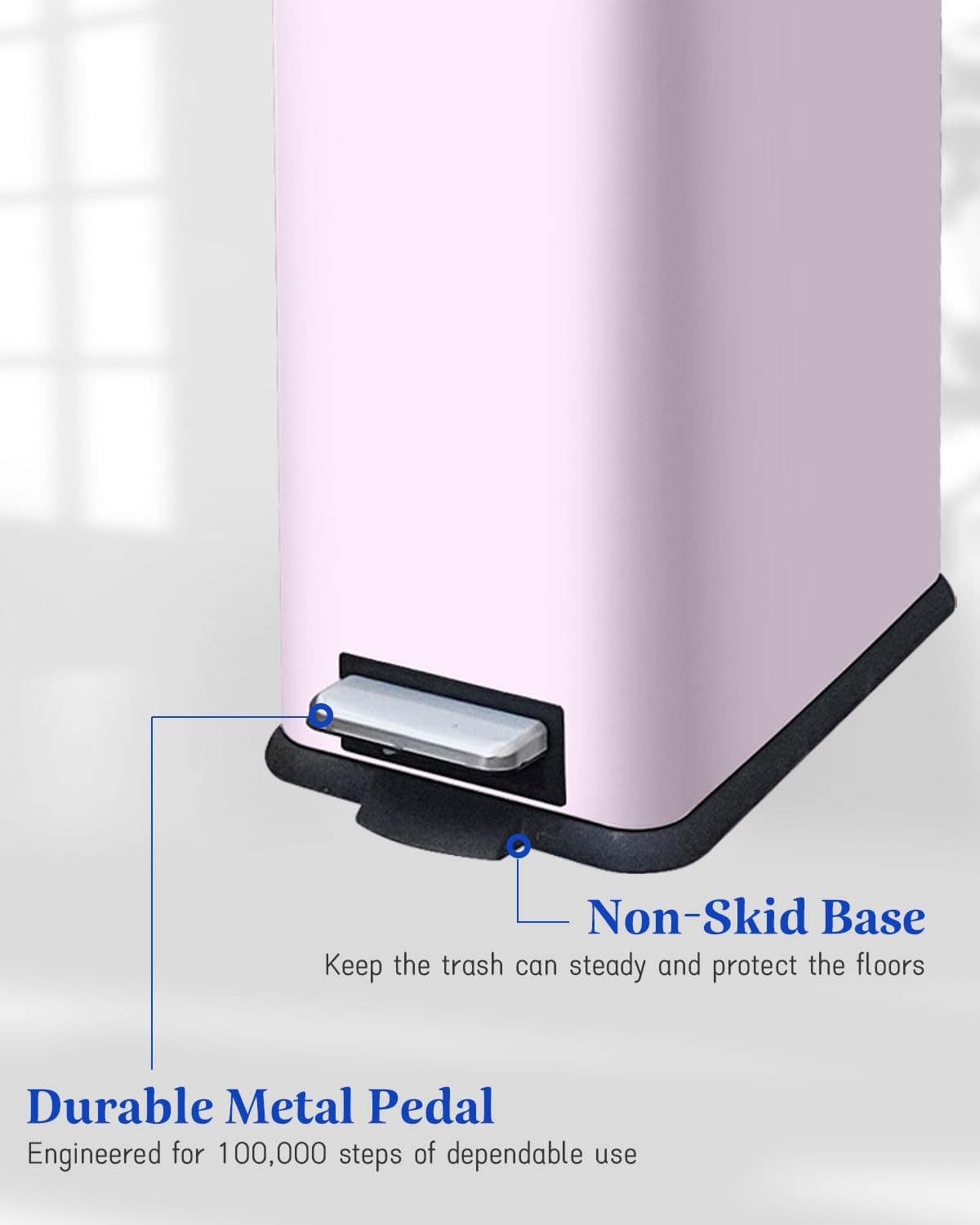 10L Pink Stainless Steel Pedal Bin Slim Bathroom Soft Close Lid