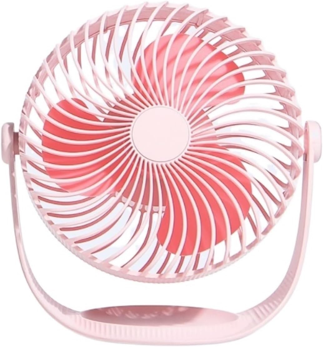 Rechargeable Table Desk Fan 180° Rotation Quiet Mini USB Cooling Fan Pink