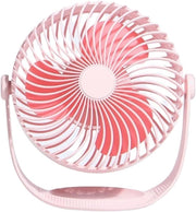Rechargeable Table Desk Fan 180° Rotation Quiet Mini USB Cooling Fan Pink