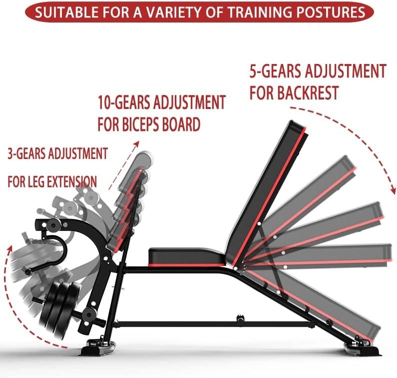 Adjustable Weight Bench with Leg Extension 330lb Home Strength Trainer