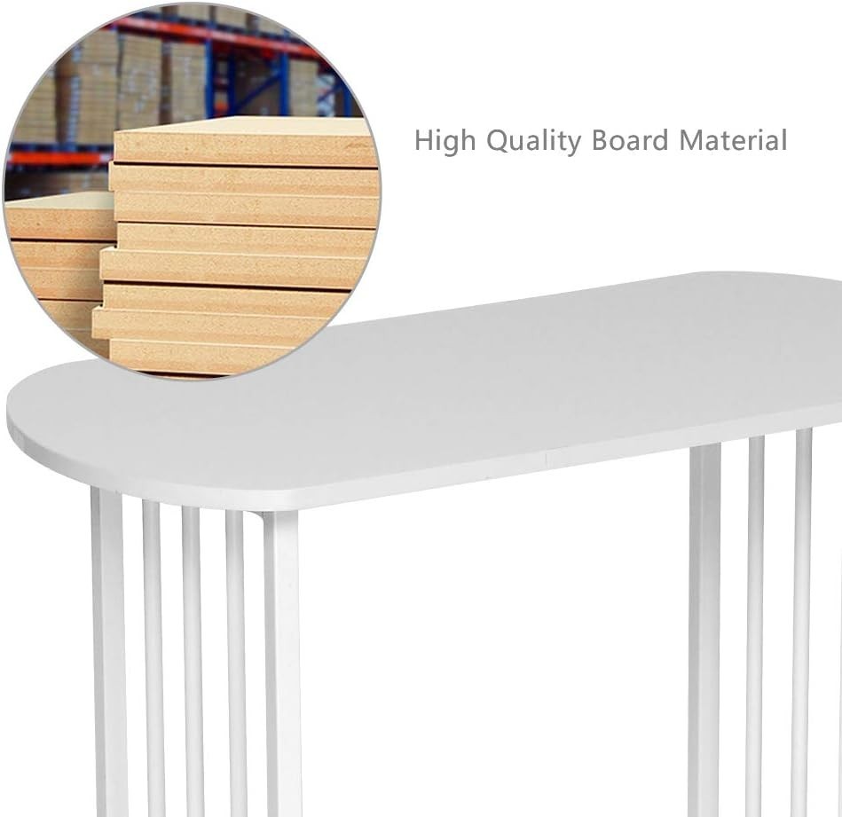 Slim Oval Side Table with Storage, Modern Small End Table for Living Room