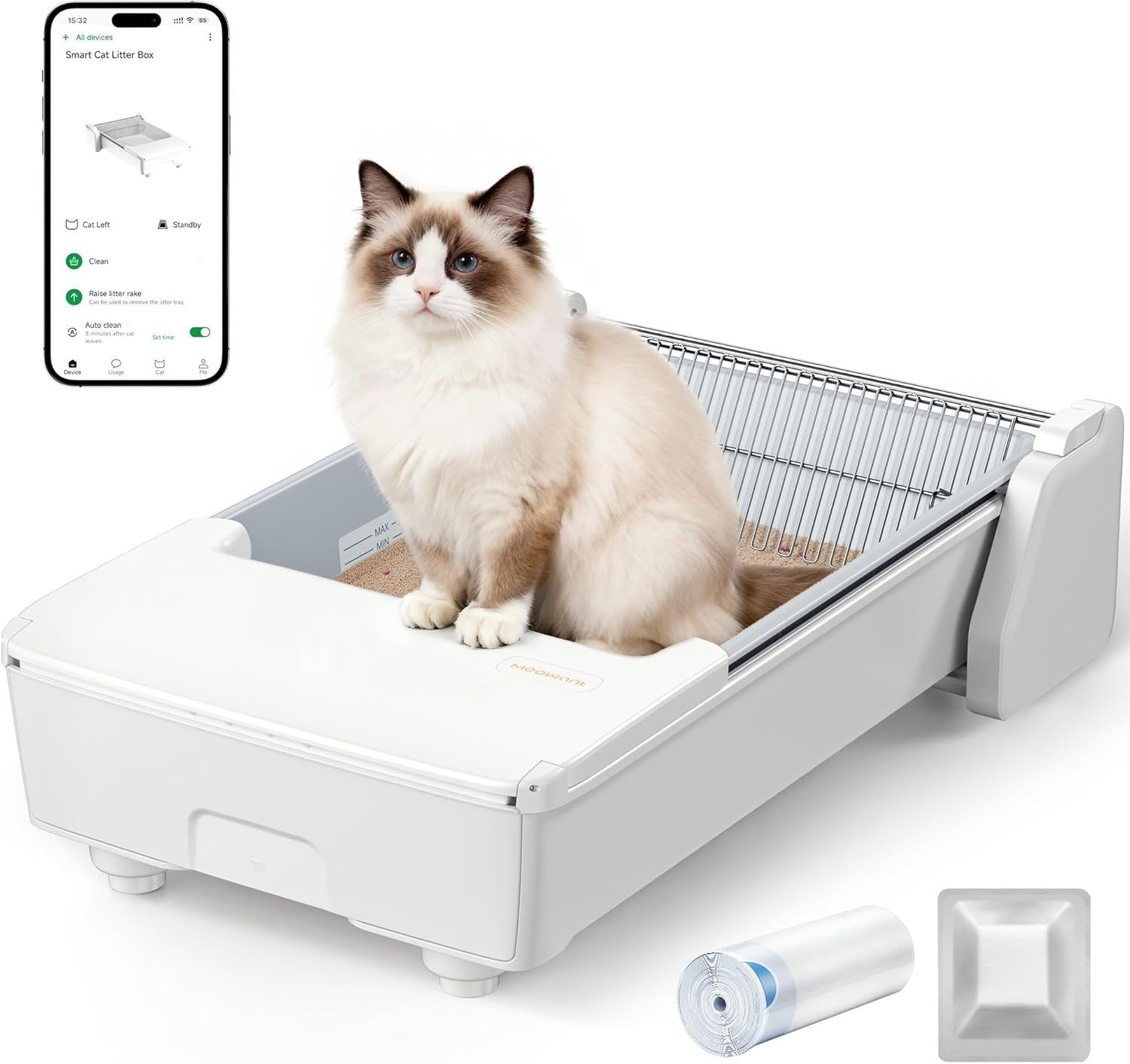 Self Cleaning Cat Litter Box App Control Open Top Auto Odor Control