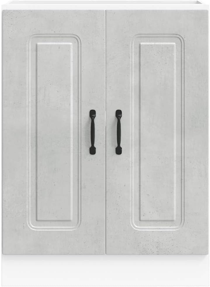 Modern Grey Bathroom Vanity Cabinet 60cm Under Sink Storage Unit with Doors