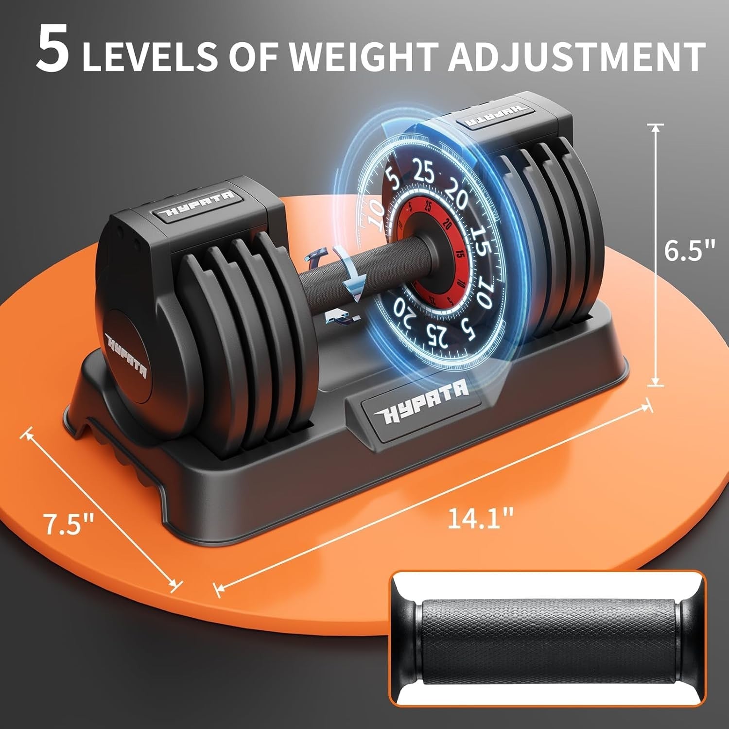 5-in-1 Adjustable Dumbbells Pair 5–25LB Quick Dial Home Gym Weights