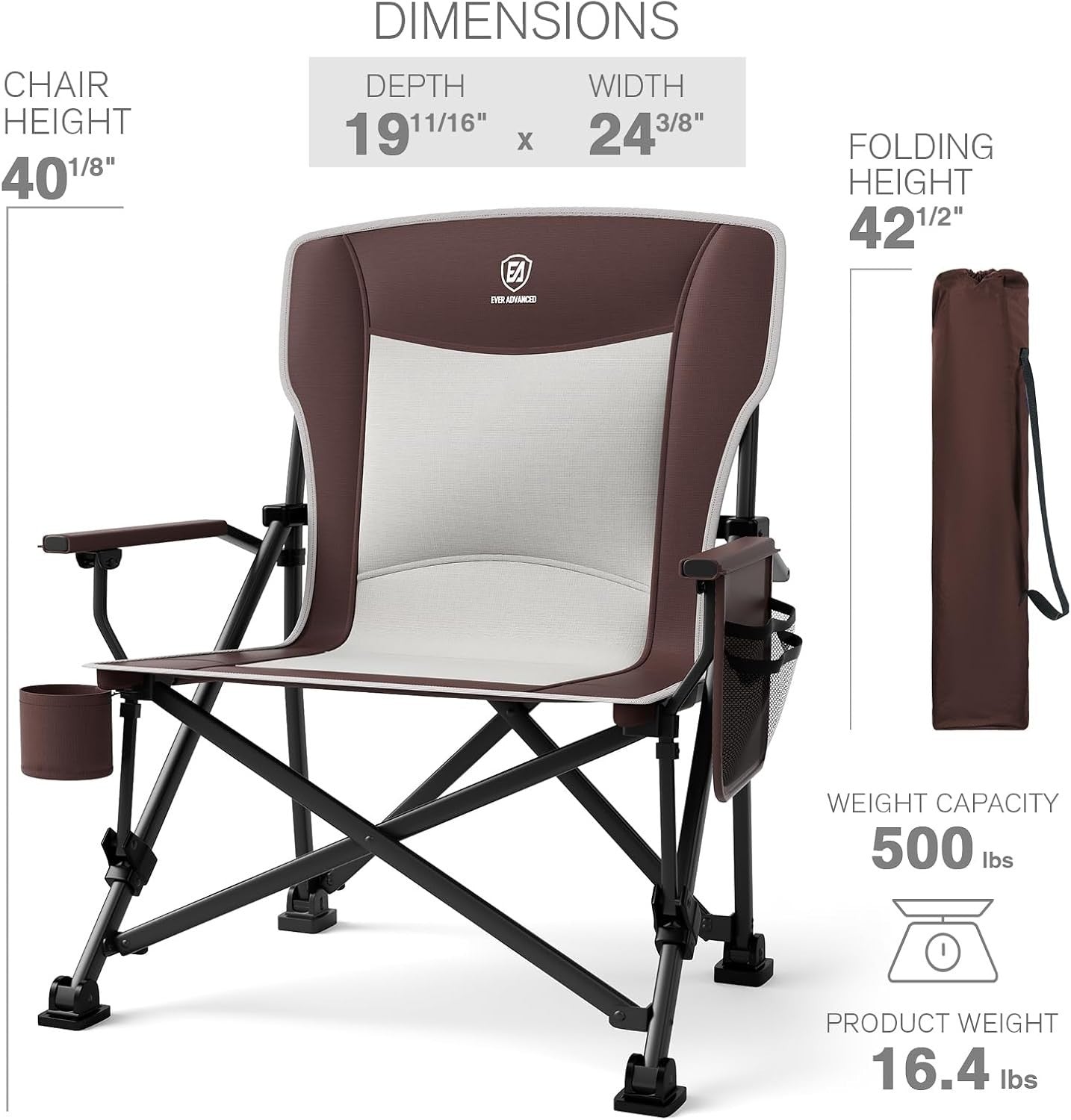 Heavy Duty Folding Camping Chair 230kg Capacity Outdoor Portable Seat Red