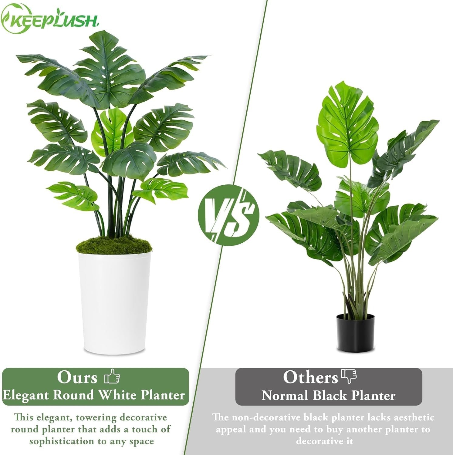 Monstera Deliciosa Plant 150cm Lifelike Indoor Potted Tropical Decor White Pot
