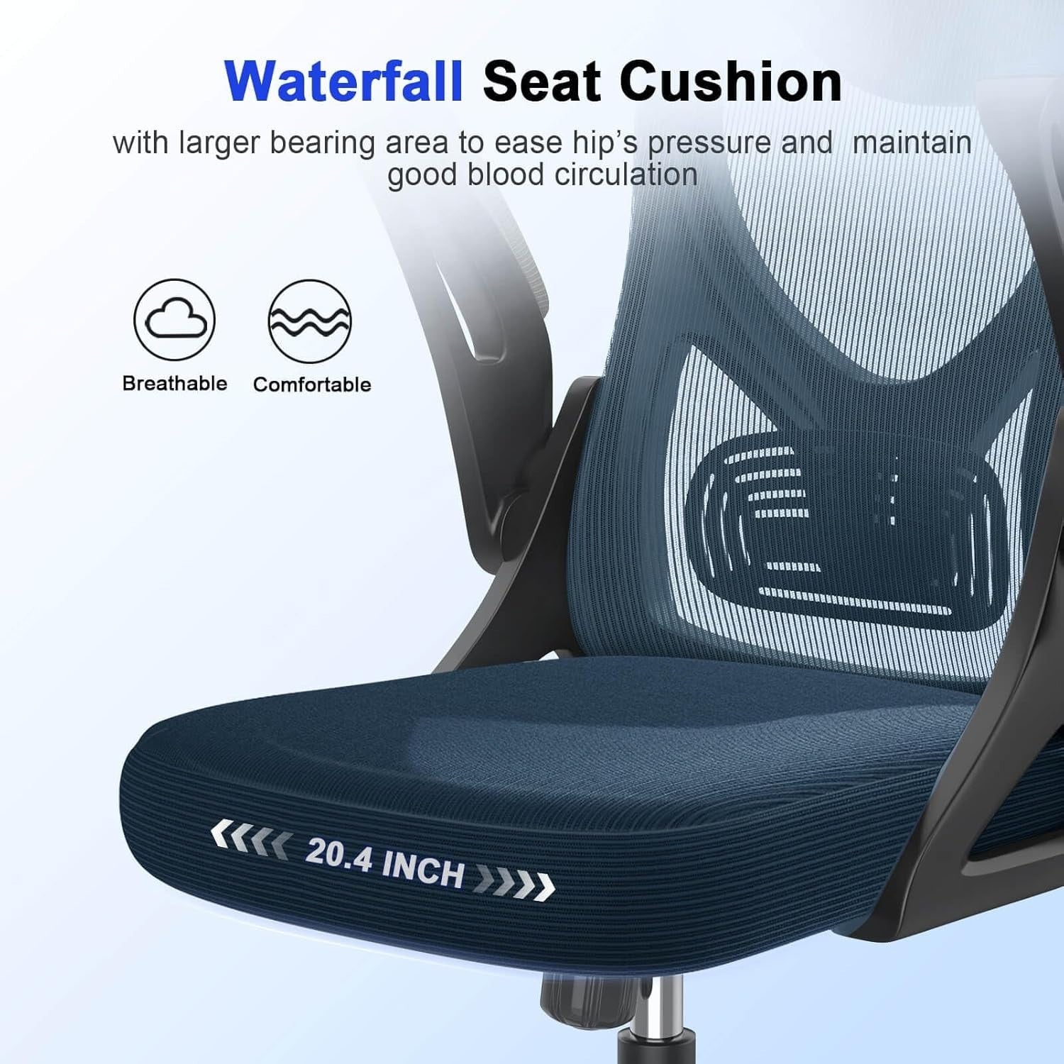 Ergonomic Office Chair High Back Mesh Flip-up Armrests Adjustable Lumbar Support