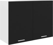 Space-Saving Lockable Wall Cabinet with Double Doors & Shelves Black