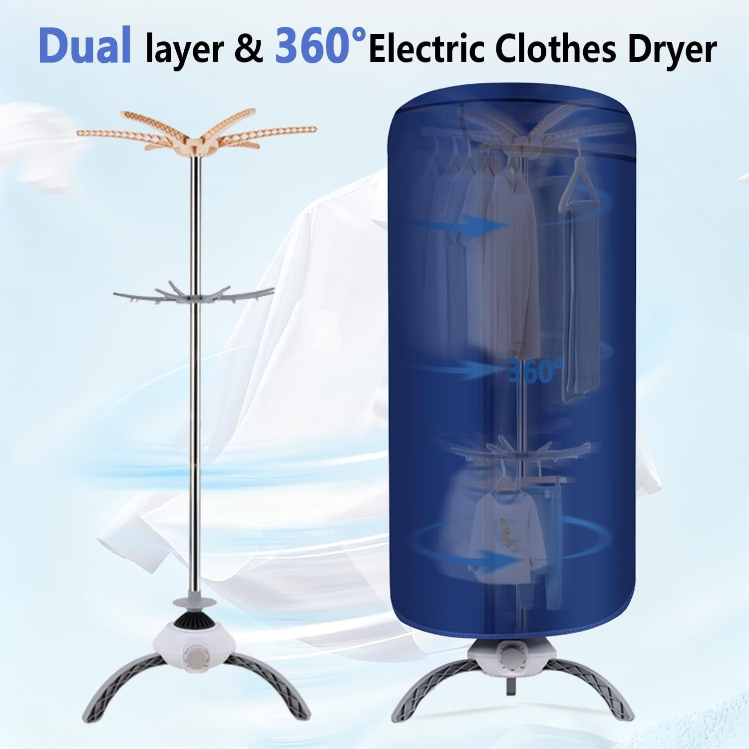 900W Portable Electric Clothes Dryer Heated Airer 12KG Indoor Folding Pod