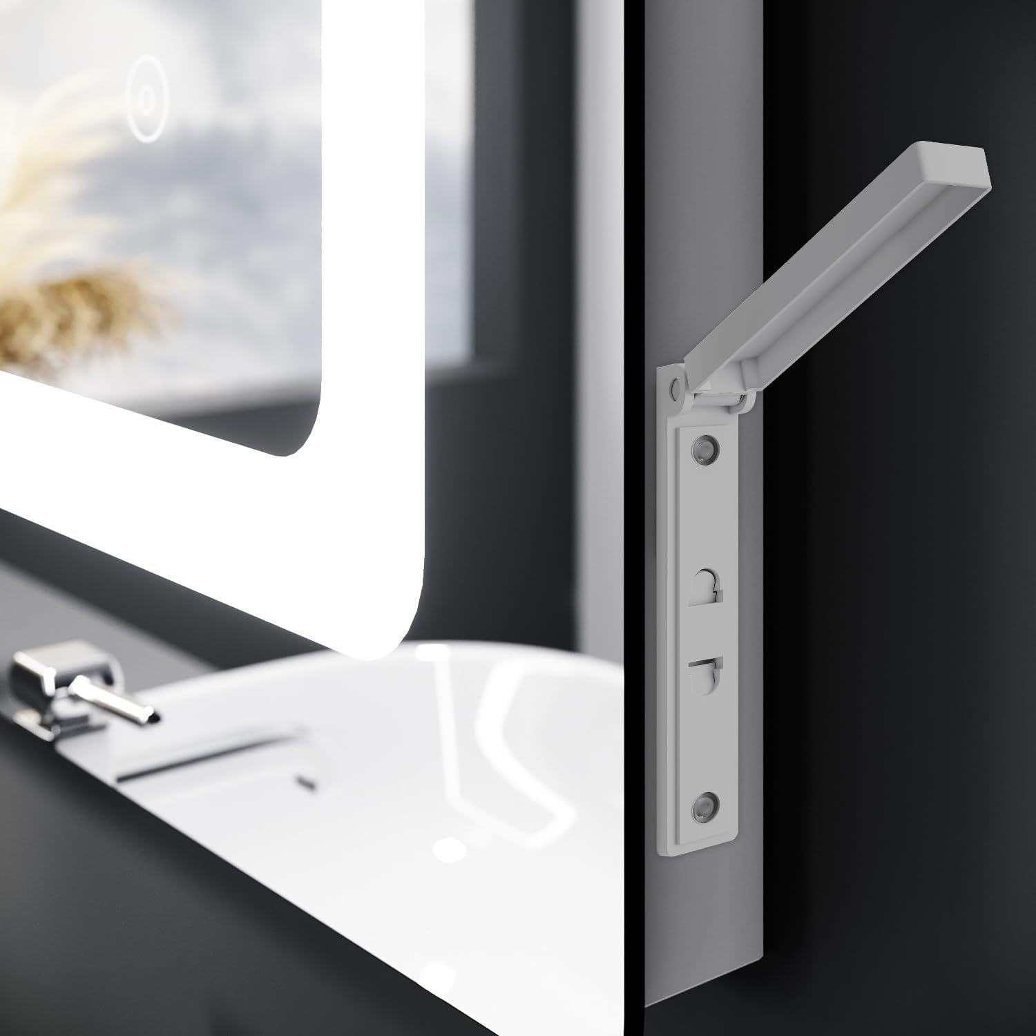 LED Bathroom Mirror 600x500mm Wall Mounted Light Demister Shaver Socket