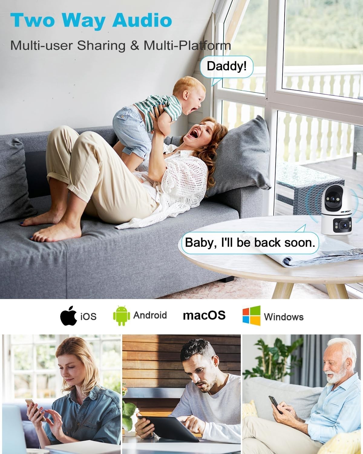 360° Dual Lens Indoor Security Camera WiFi Baby Pet Monitor CCTV