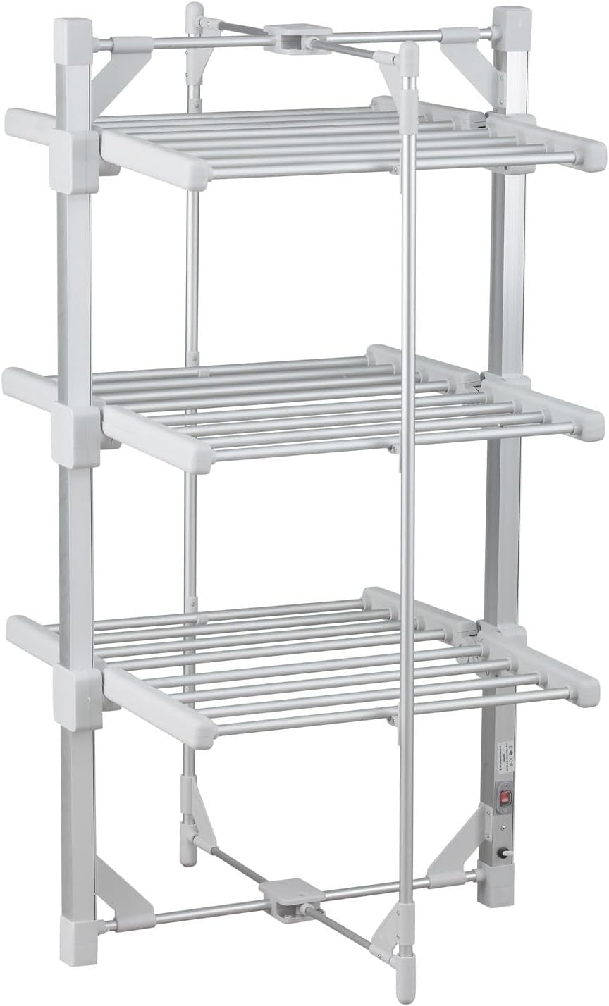 3 Tier Heated Clothes Airer Electric Indoor Drying Rack 36 Rails 330W Large
