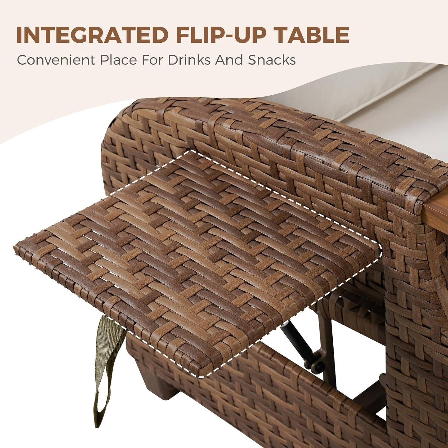 Rattan Recliner Sun Lounger Chair with Side Table Garden Patio Armchair
