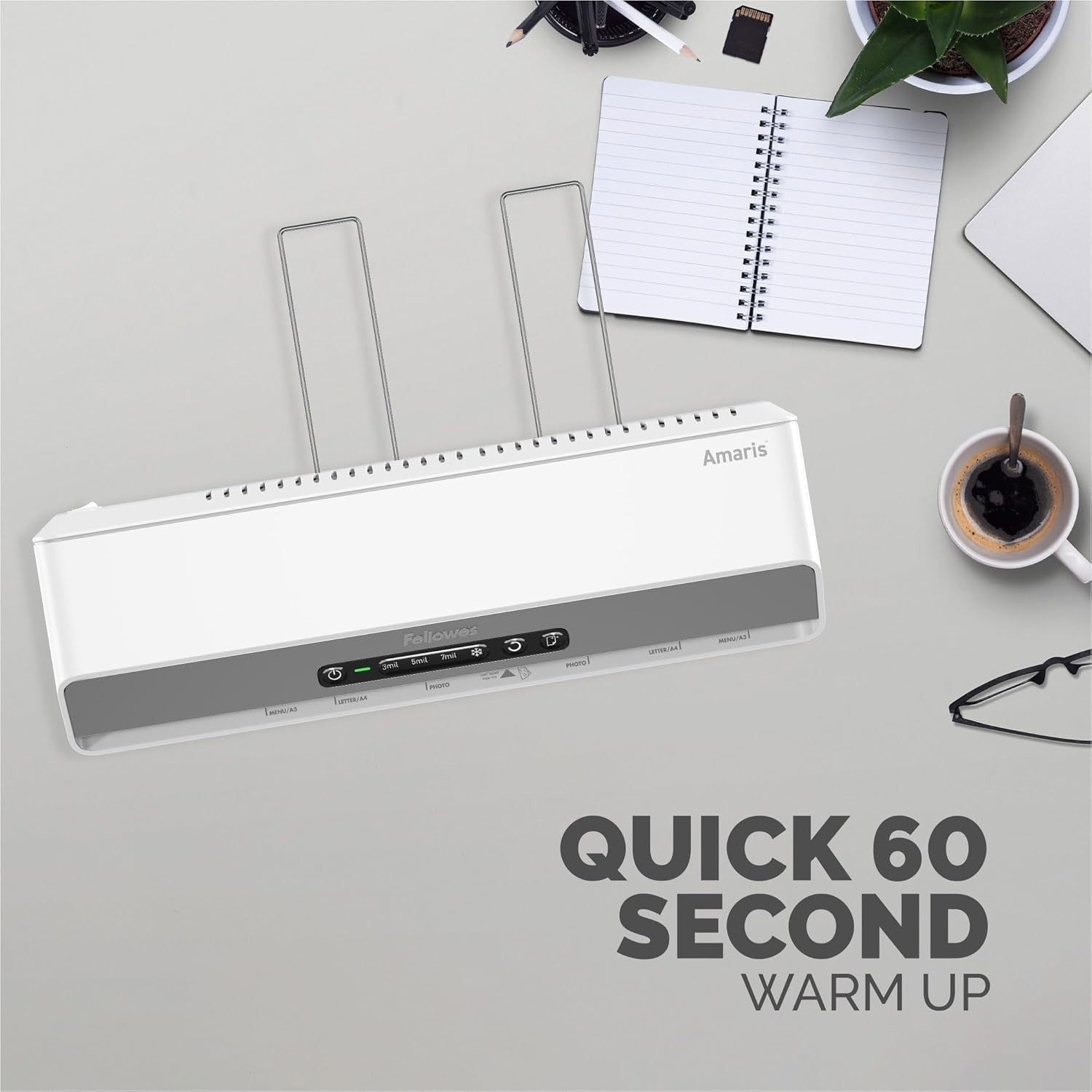 12.5” Laminator 60s Warm-Up Hot Cold Anti-Jam Fast 7 Mil
