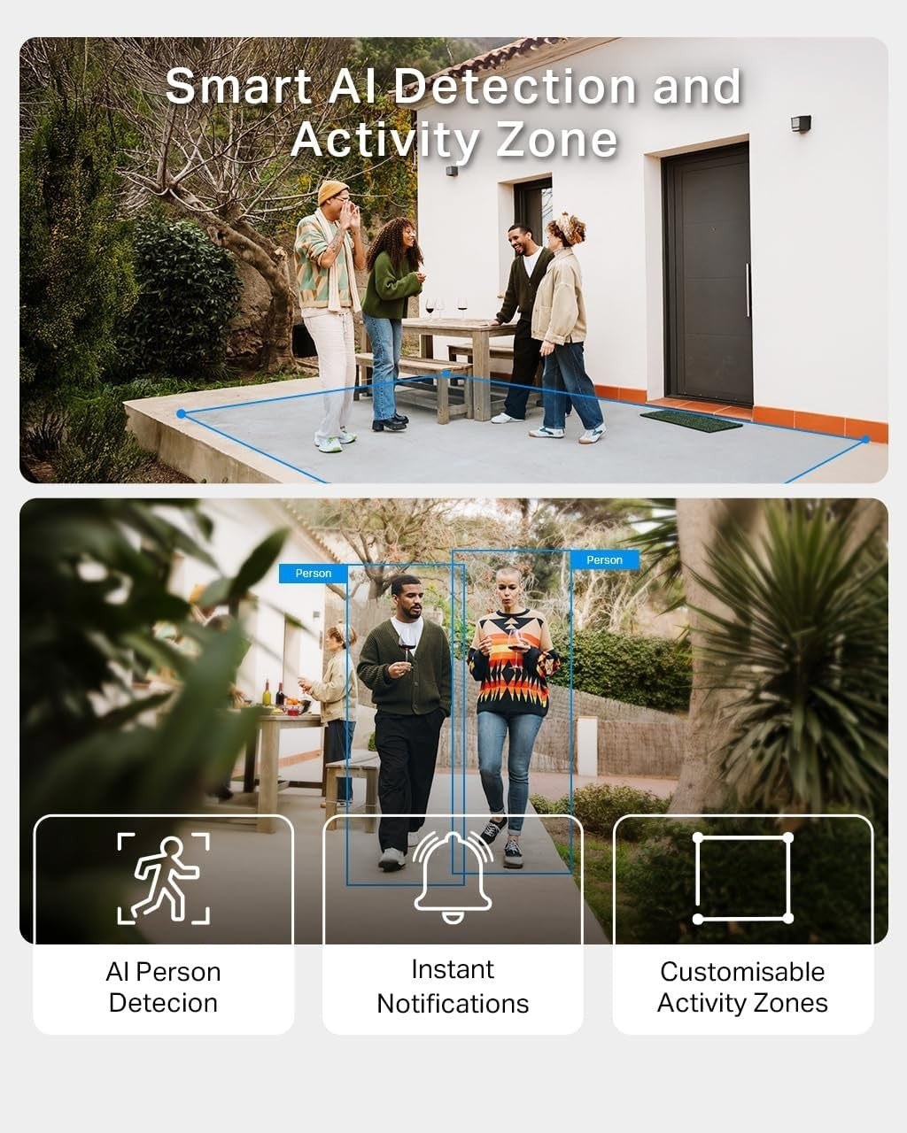 2K Wireless Security Camera Outdoor Battery CCTV AI Night Vision IP65