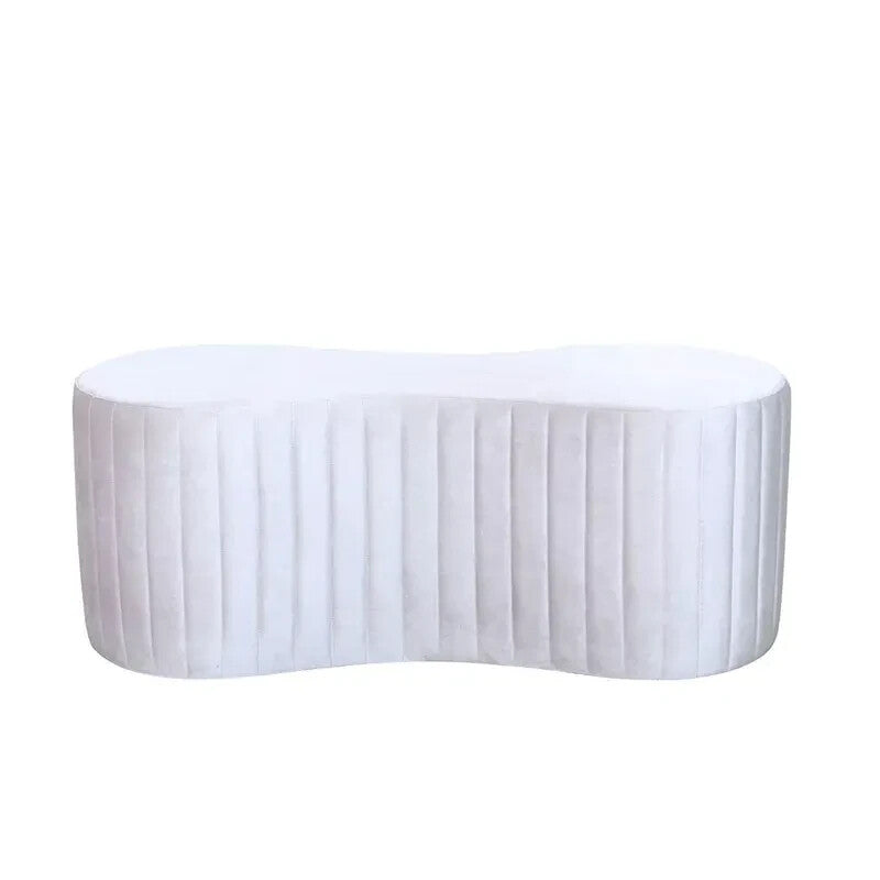 Tufted Pink Velvet Bench Ottoman Curved Seat Glam Stool Bedroom Hallway