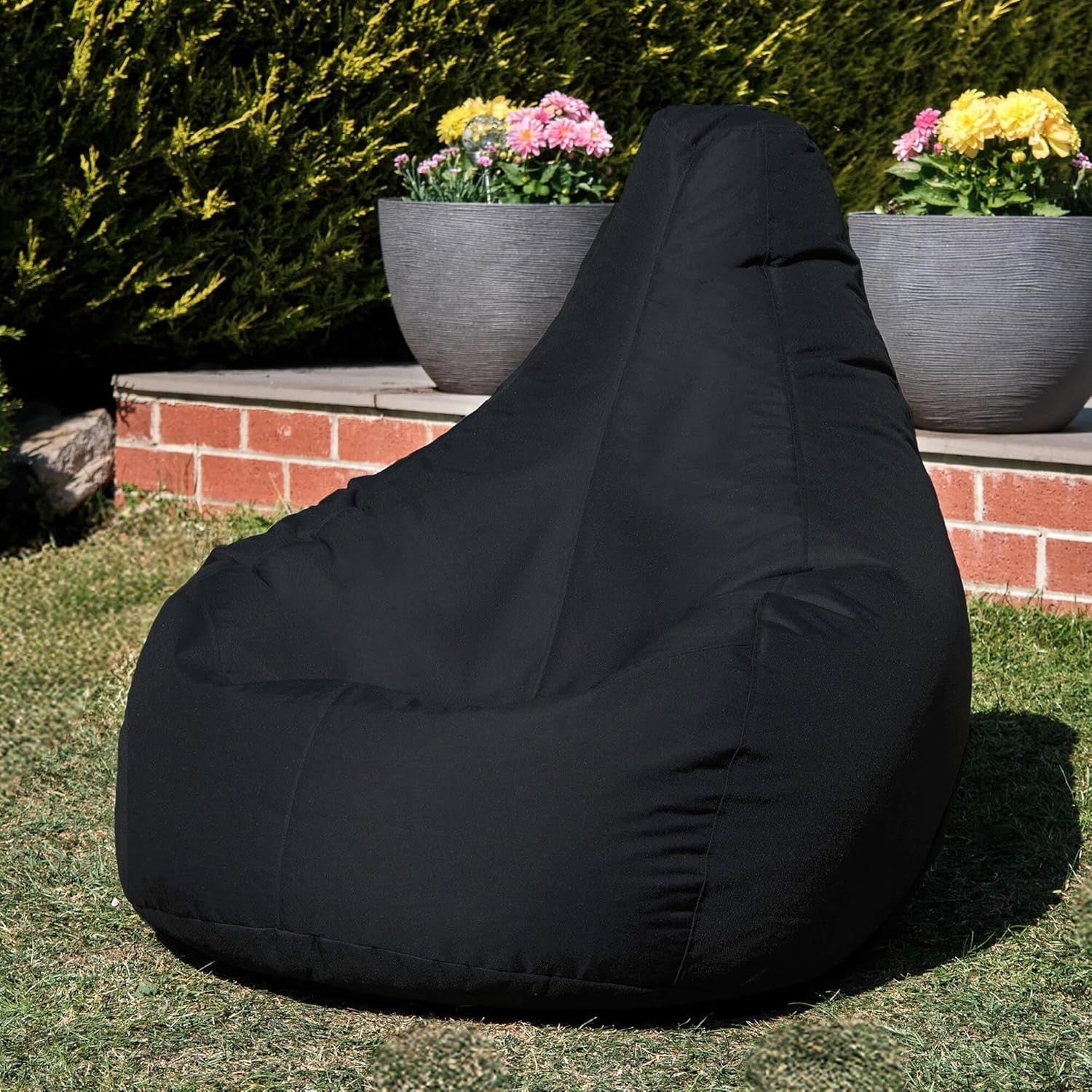 Gaming Bean Bag Chair Black | Waterproof Recliner Seat for Indoors Outdoors