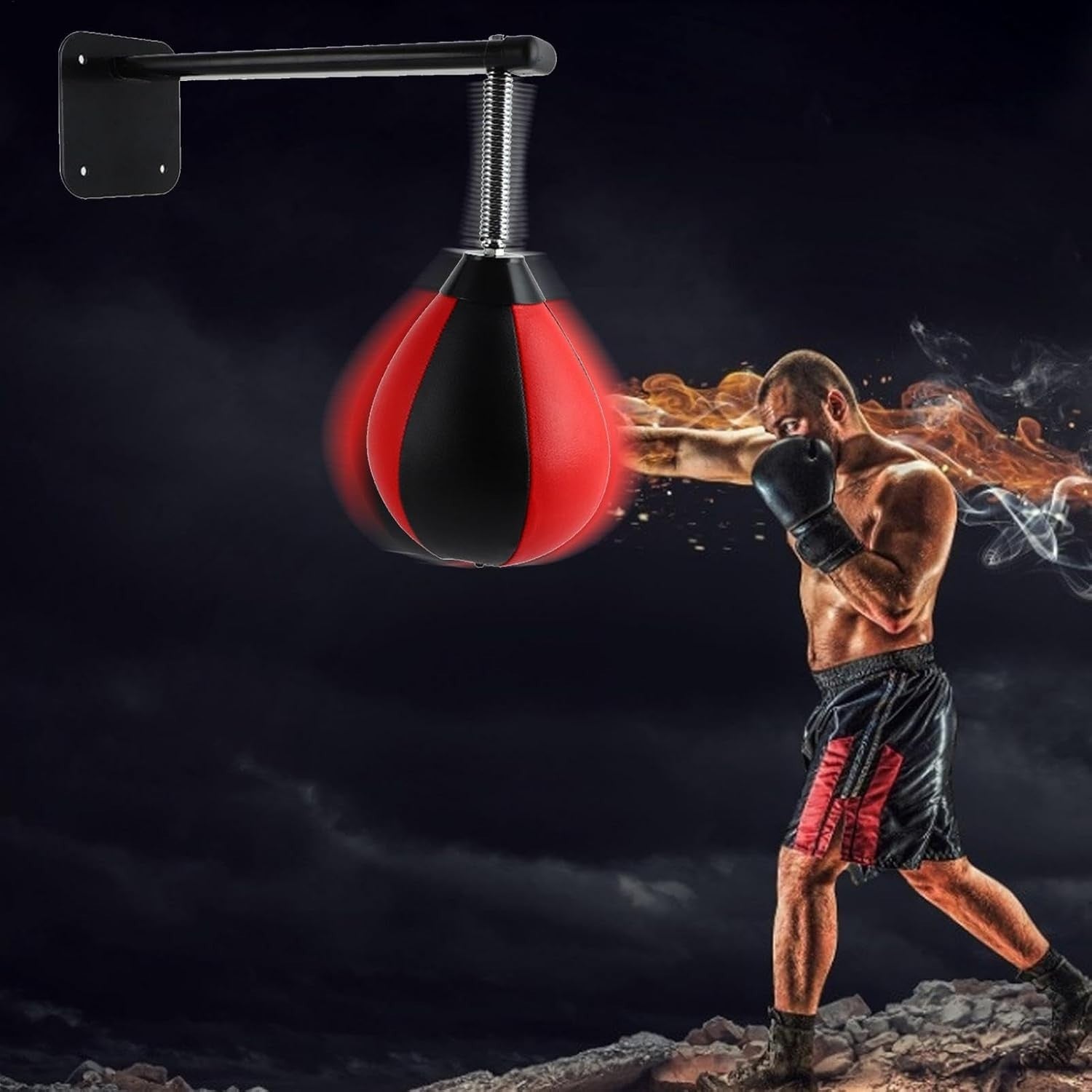 Hanging Speed Punch Ball Boxing Wall Mount PU Reflex Trainer