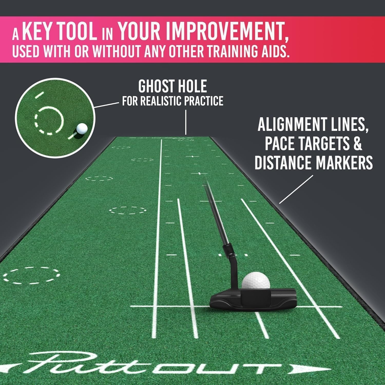 Large Golf Putting Mat Indoor Practice Trainer Alignment Lines Home Office