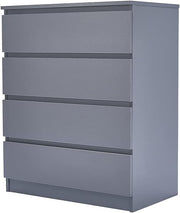 Modern Grey 4 Drawer Chest Bedroom Storage Cabinet Wood Unit 70cm Wide