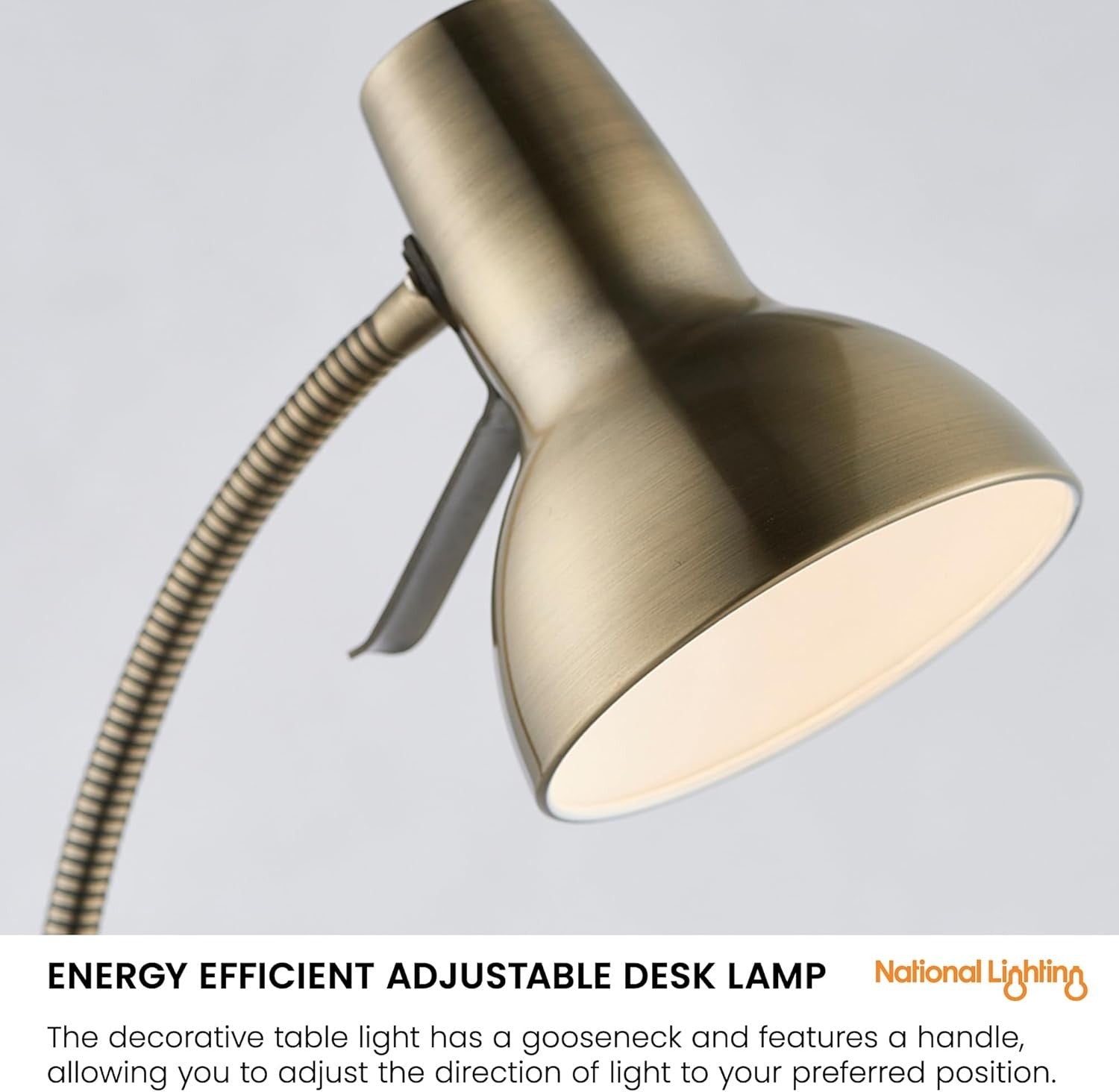 Antique Brass Desk Lamp USB Gooseneck Reading Light GU10 Bedside Office