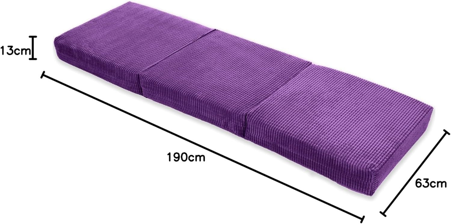 Z Bed Chair Futon Mattress Purple Fold Out Single Sofa Bed Footstool Seat