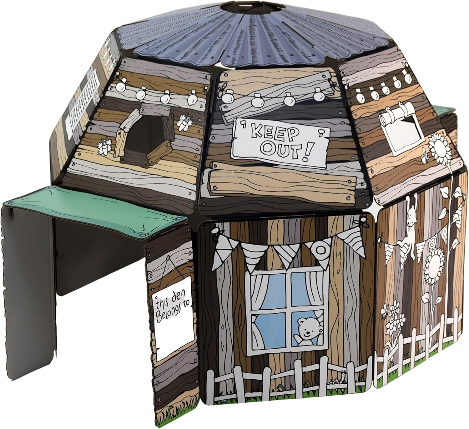 Kids Cardboard Playhouse Build Colour In Indoor Den w Periscope