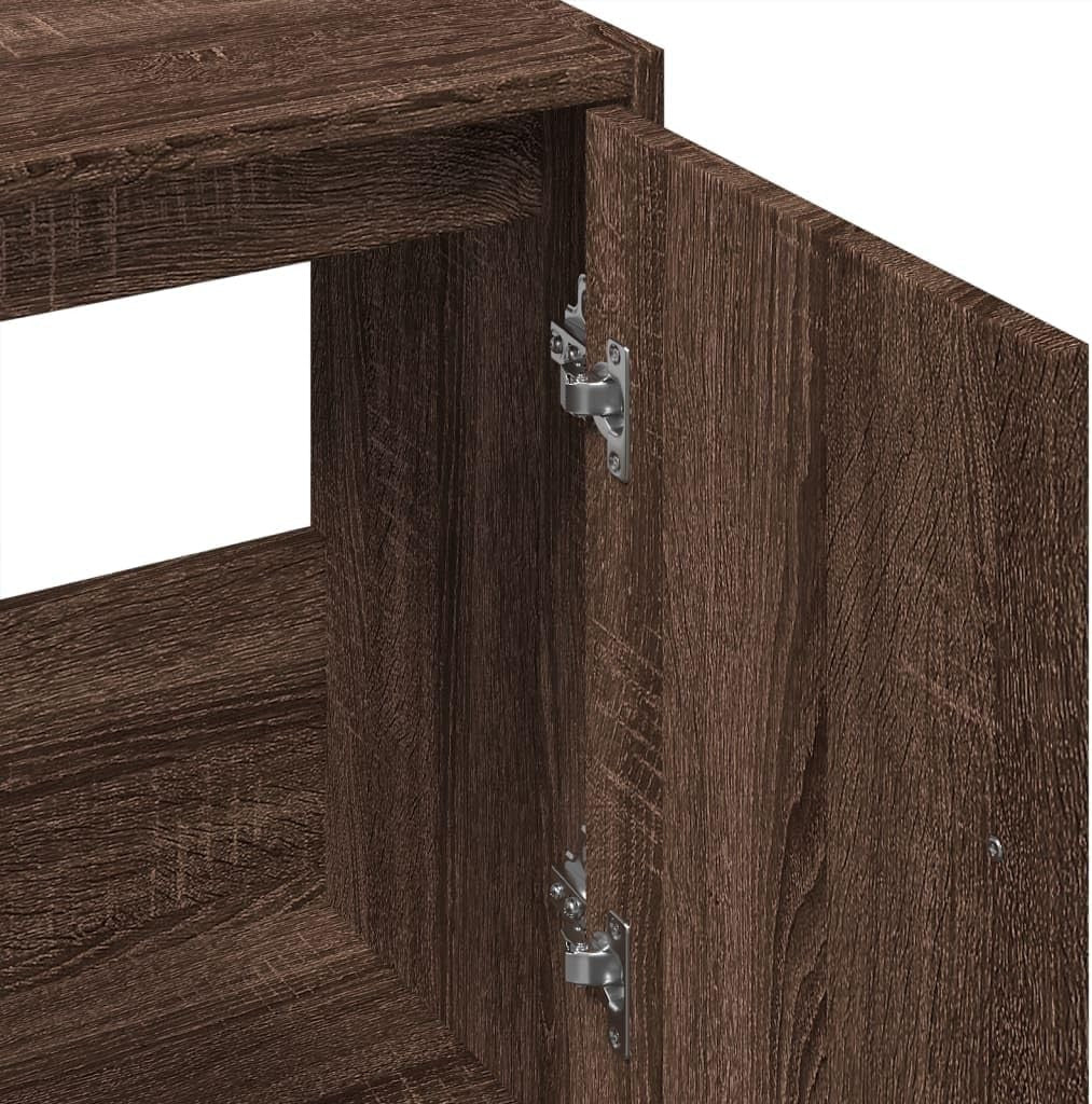 Modern Brown Oak Bathroom Sink Cabinet with 2 Doors – Moisture-Resistant Storage