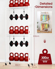 Heavy Duty Clothes Rail with Shelves & Wheels – White 202cm