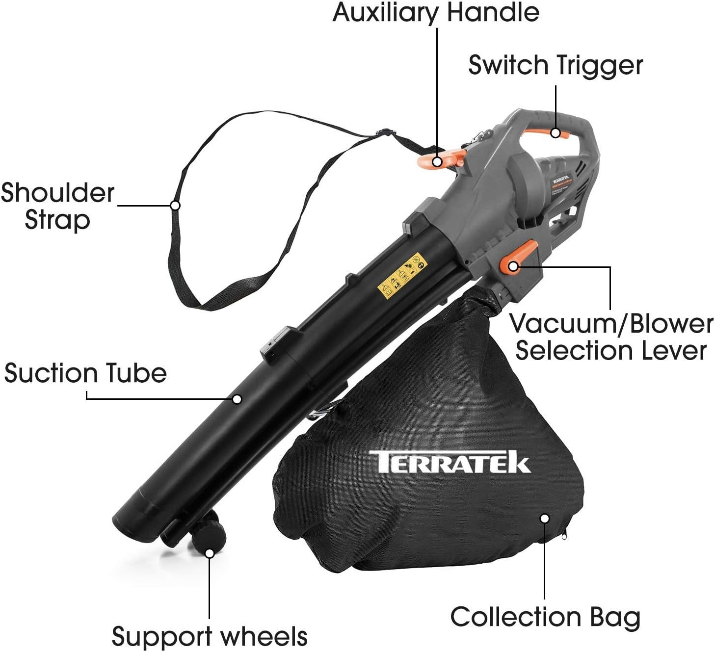 Electric Leaf Blower Vacuum 3000W 3-in-1 Mulcher 35L Bag Wheels