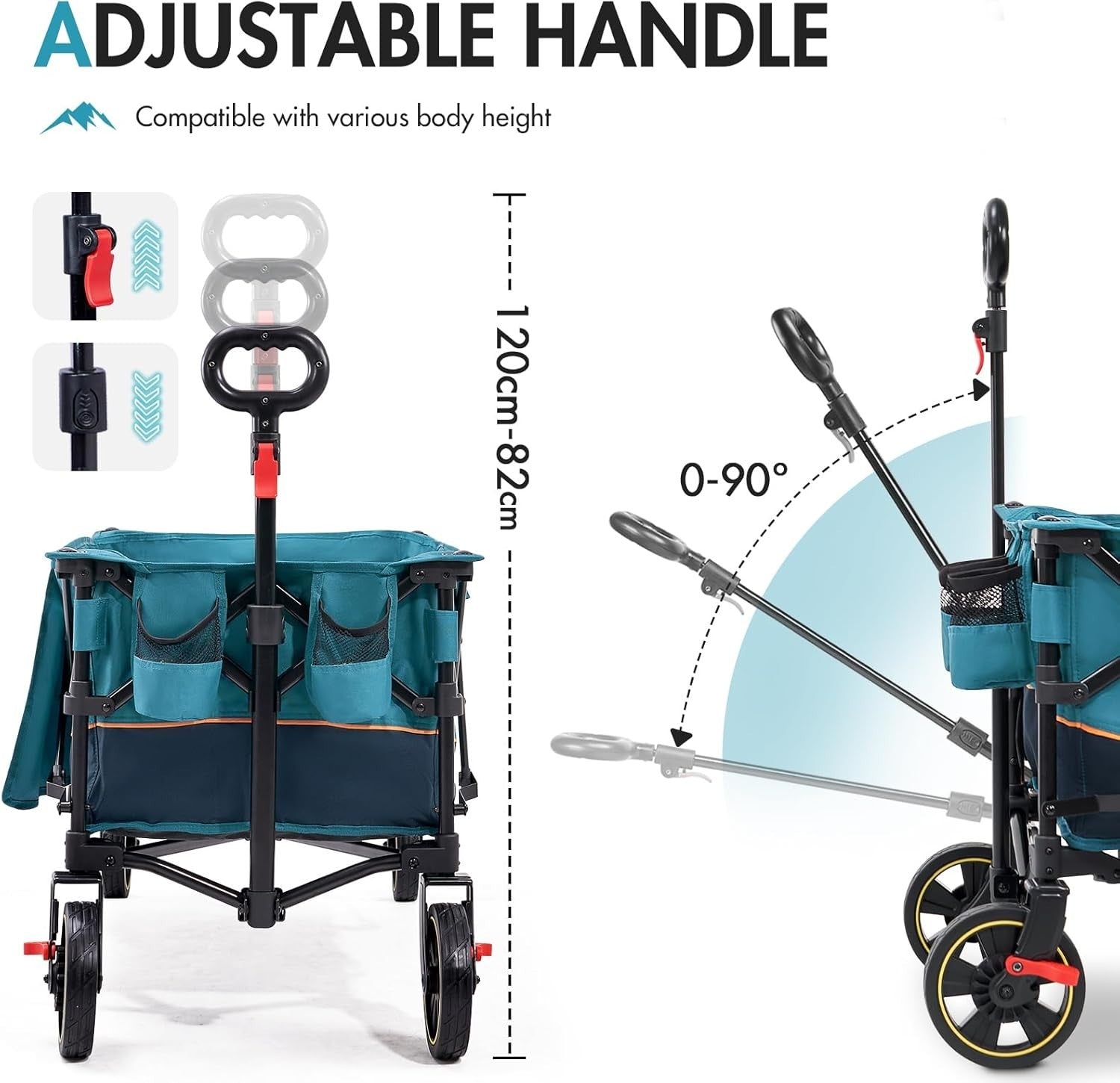 Blue 200L Folding Festival Trolley Heavy Duty Camping Beach Wagon with Brakes