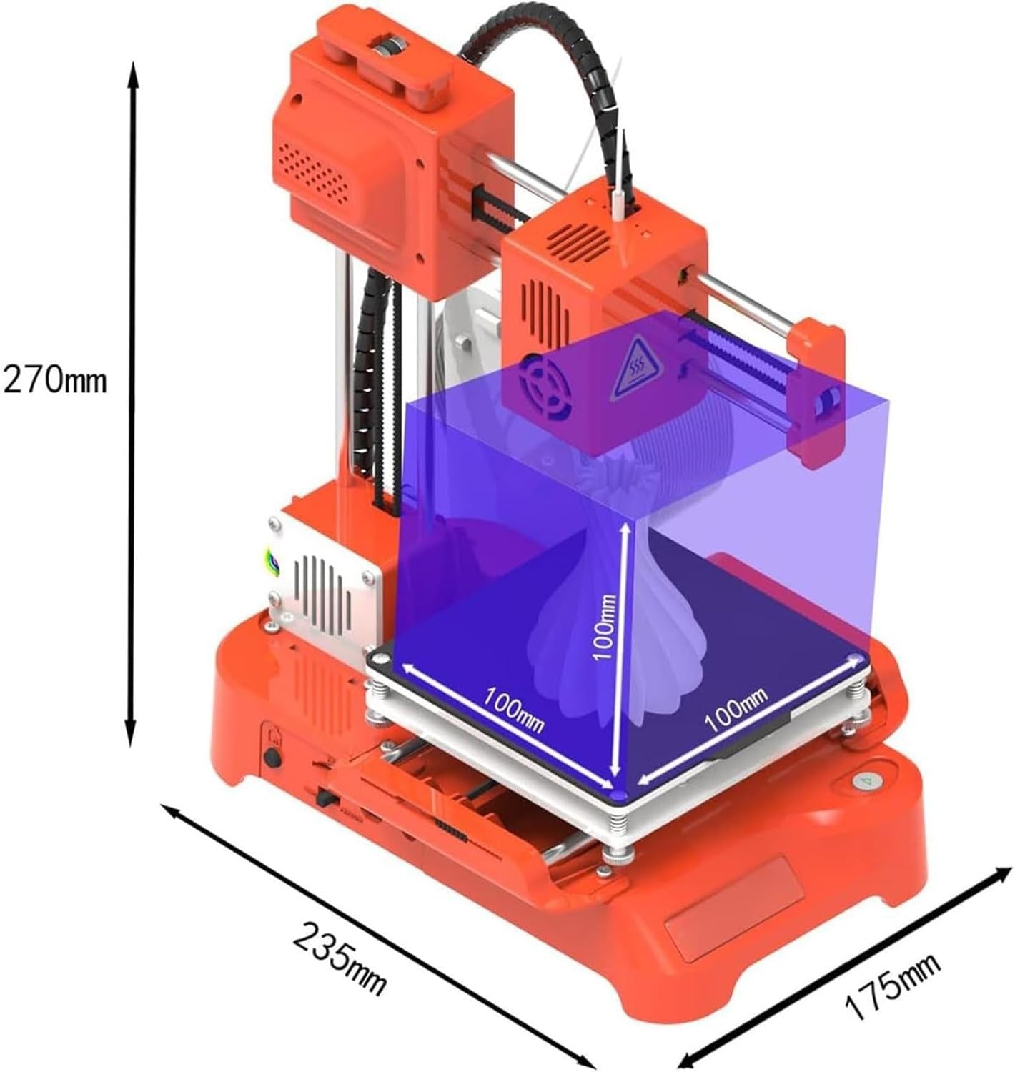 Educational Mini 3D Printer One-Touch High Precision 100x100x100mm Orange