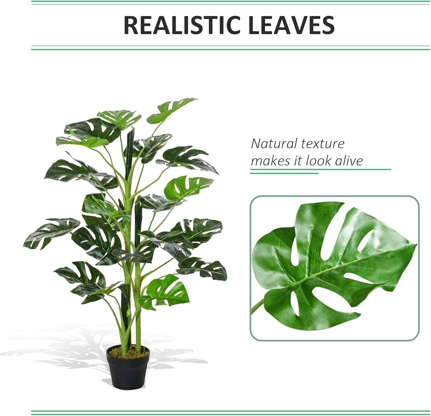3.3FT Artificial Monstera Tree Potted Indoor Plant Tropical Green Home Decor