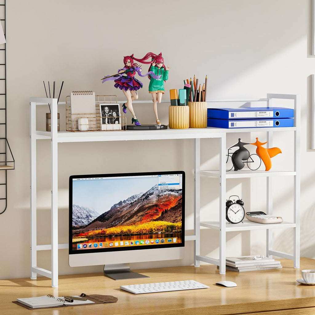 44.9" Desk Hutch Shelf Large Desktop Organizer 3-Tier Monitor Rack Wood Storage