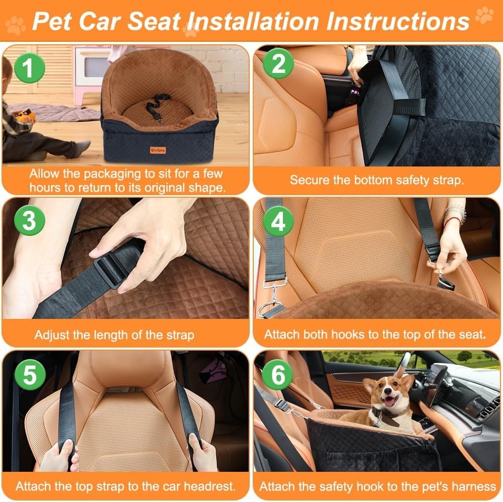 Dog Booster Car Seat Memory Foam Washable Travel Bed Small Dogs