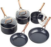 5pcs Non Stick Ceramic Cookware Set Saucepans & Frying Pans Black Copper