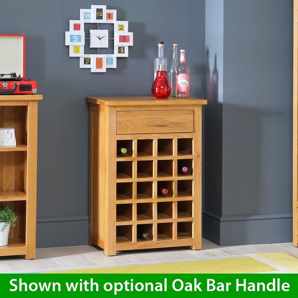 Solid Oak Wine Rack Cabinet Table 20 Bottle Storage Drawer Modern Lacquered