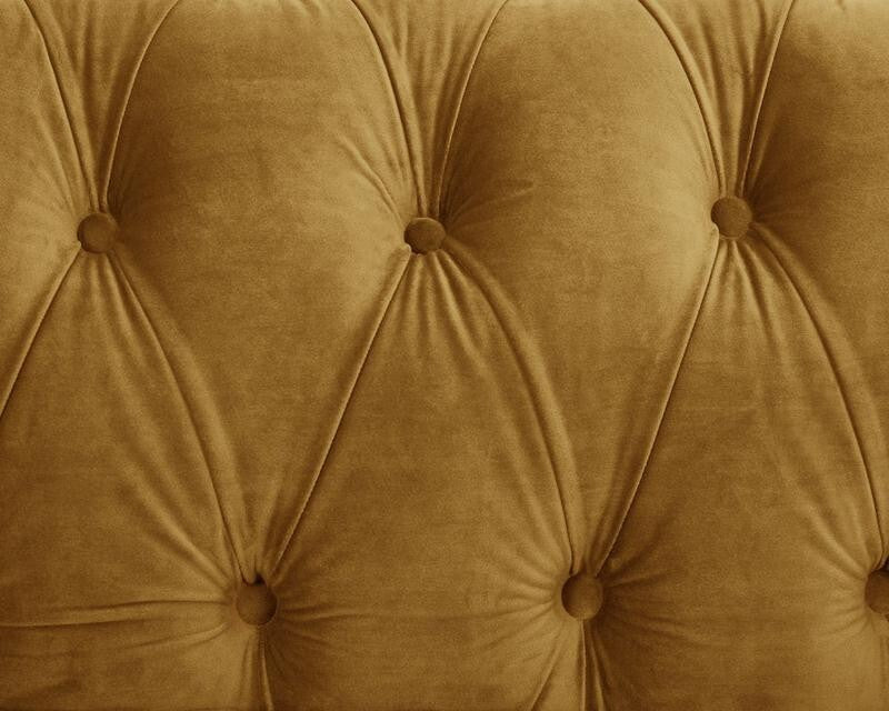 Gold Velvet Chesterfield 2 Seater Sofa Tufted Scroll Arm Couch UK