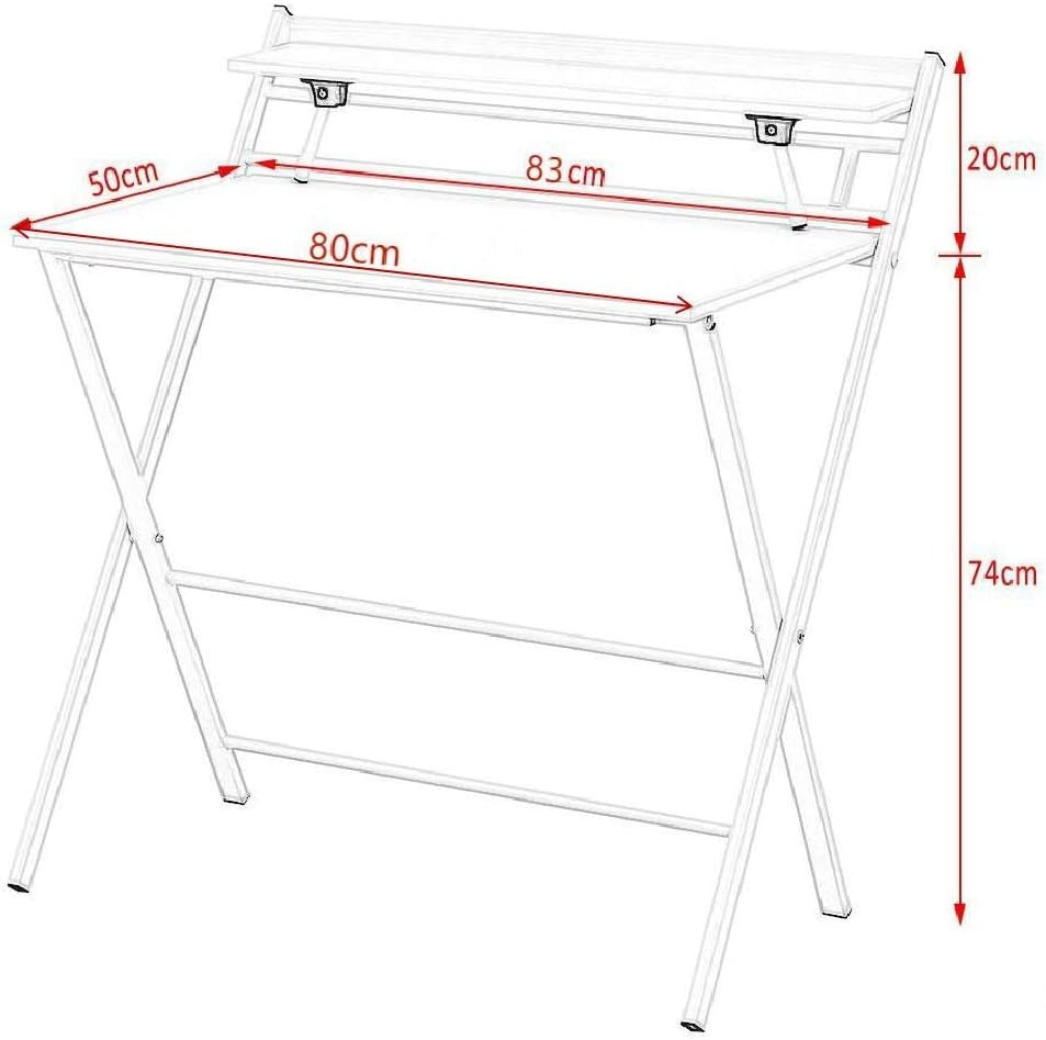 Folding Computer Desk Black Laptop Study Table with Shelf Compact Home Office