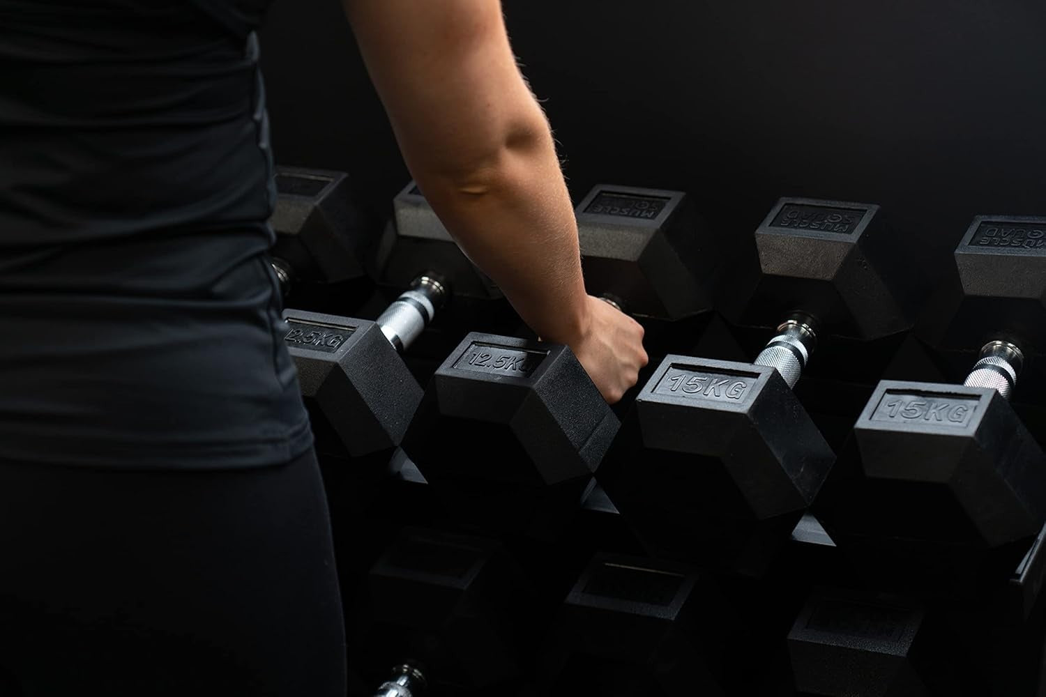 30kg Hex Dumbbells Pair Rubber Encased Anti Roll Home Gym Weights