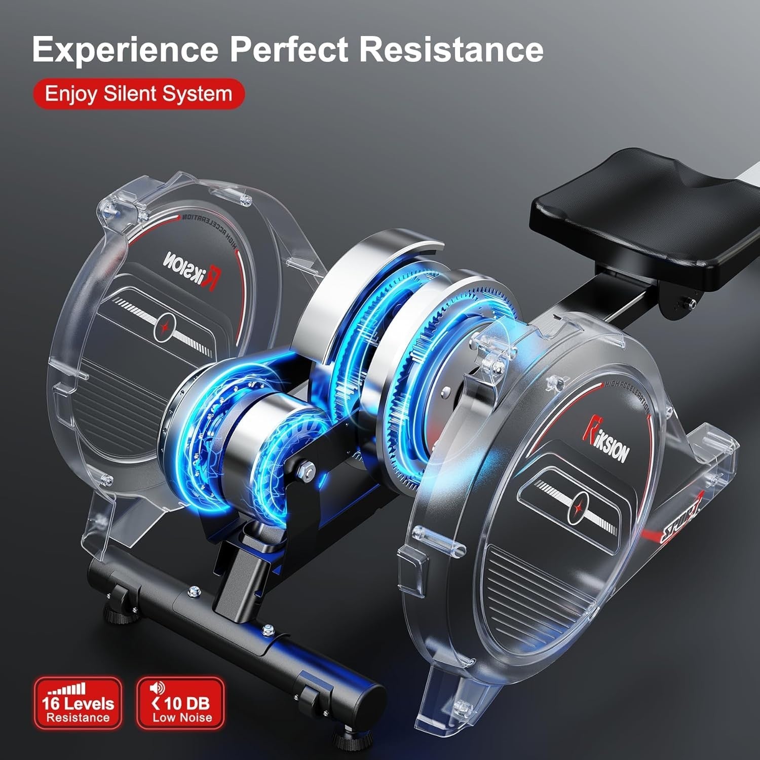 Magnetic Rowing Machine Foldable 350LB Quiet 8-Level Bluetooth App Home Fitness
