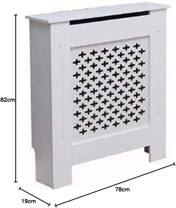 Small White Radiator Cover | Modern MDF Cabinet with Grey Cross Pattern