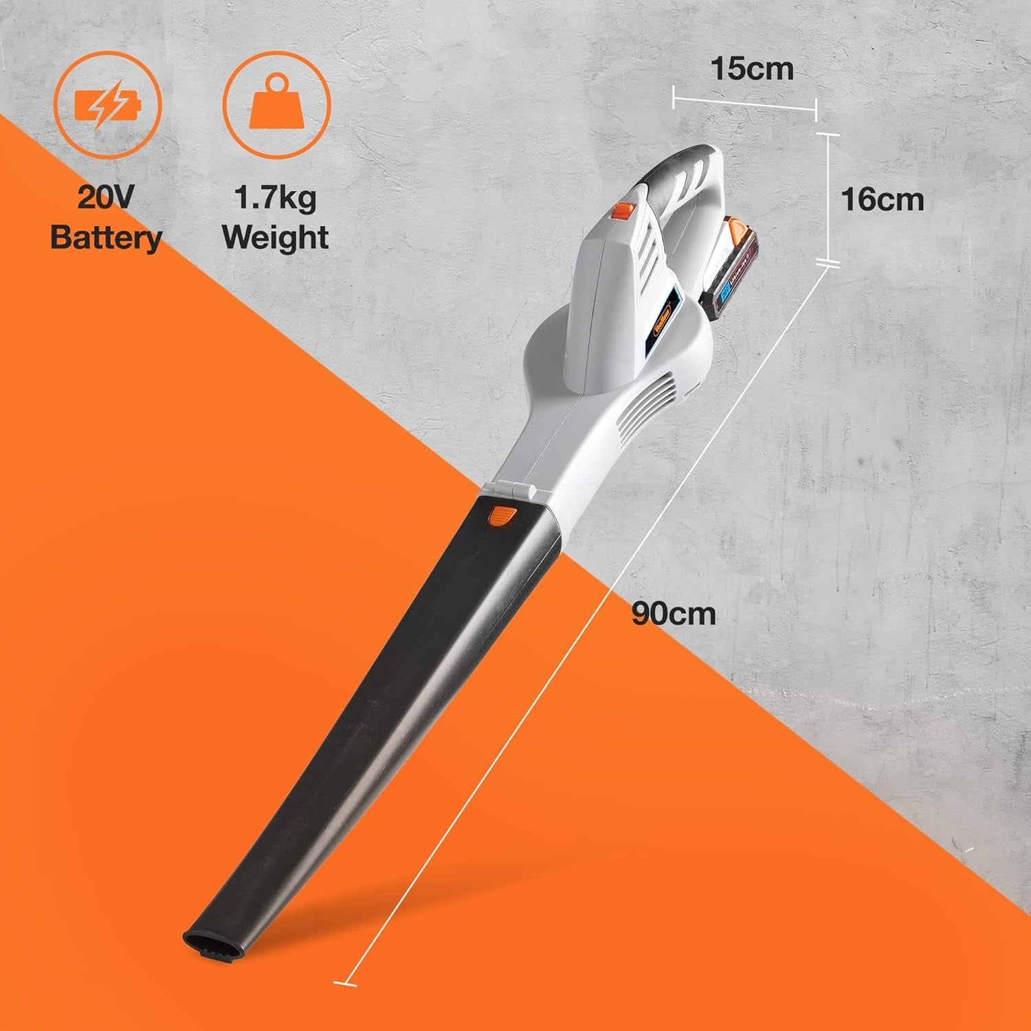 Cordless Leaf Blower 20V Battery Lightweight Quiet Handheld Garden