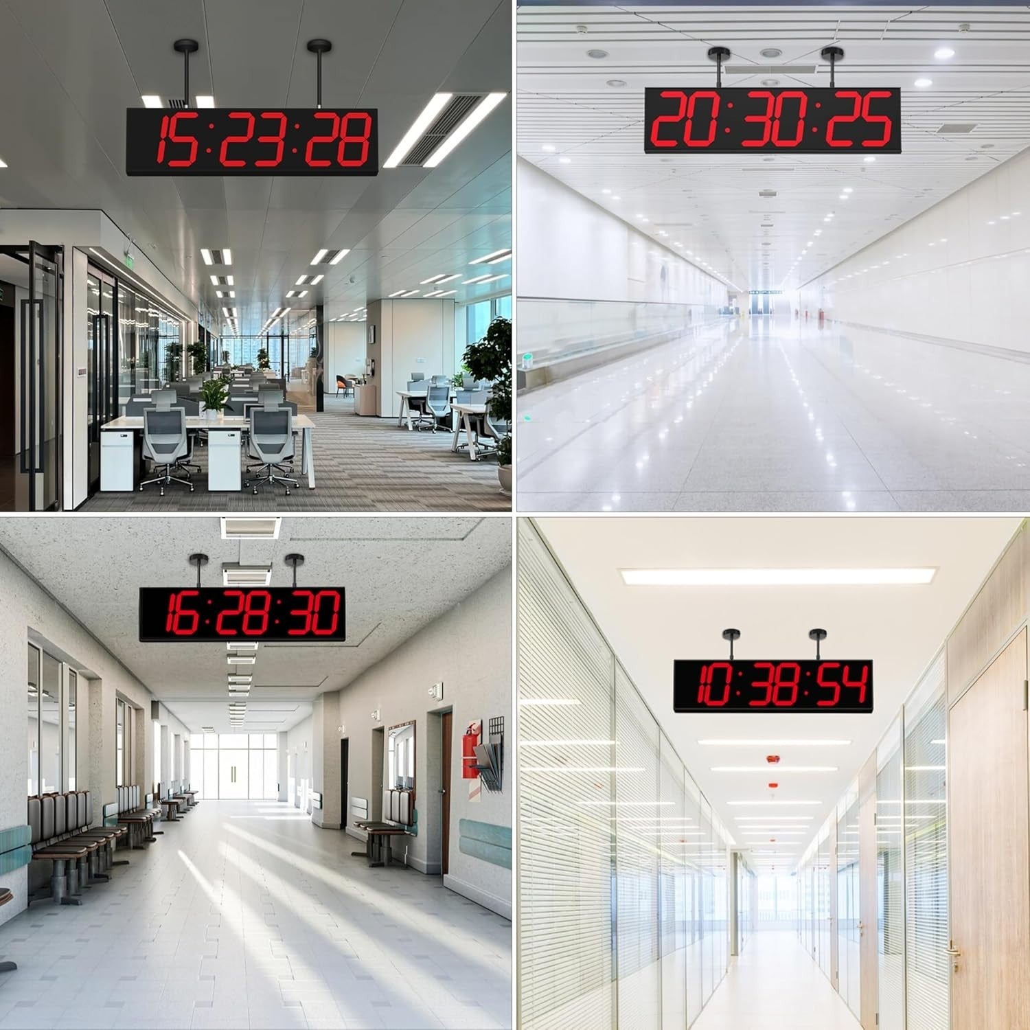 Large LED Wall Clock Double Sided Digital Timer Temp Date Display 28"