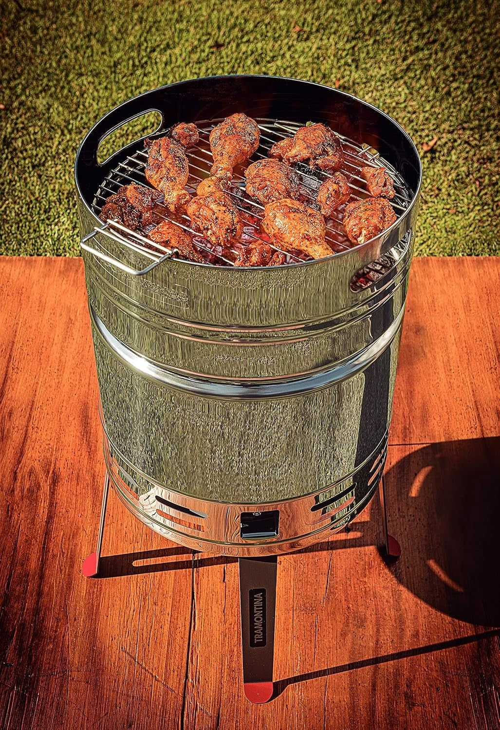 Portable Stainless Steel Barrel BBQ Grill Outdoor Charcoal Smoker Compact