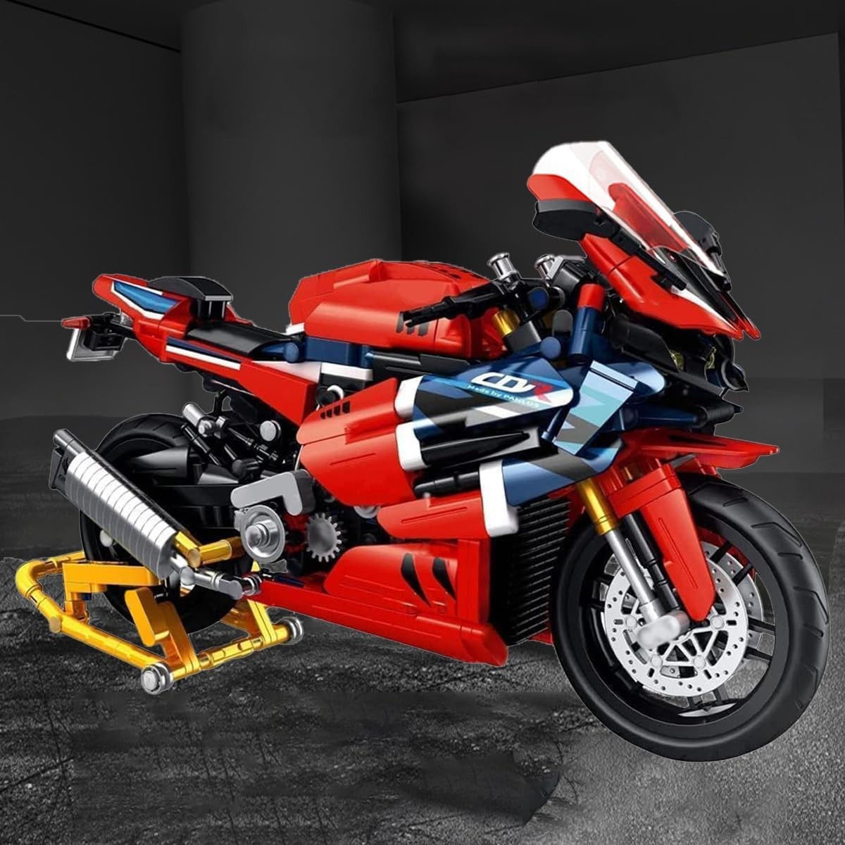 Motorcycle Building Kit 1017pcs Red Model, Realistic Details, Gift Toy